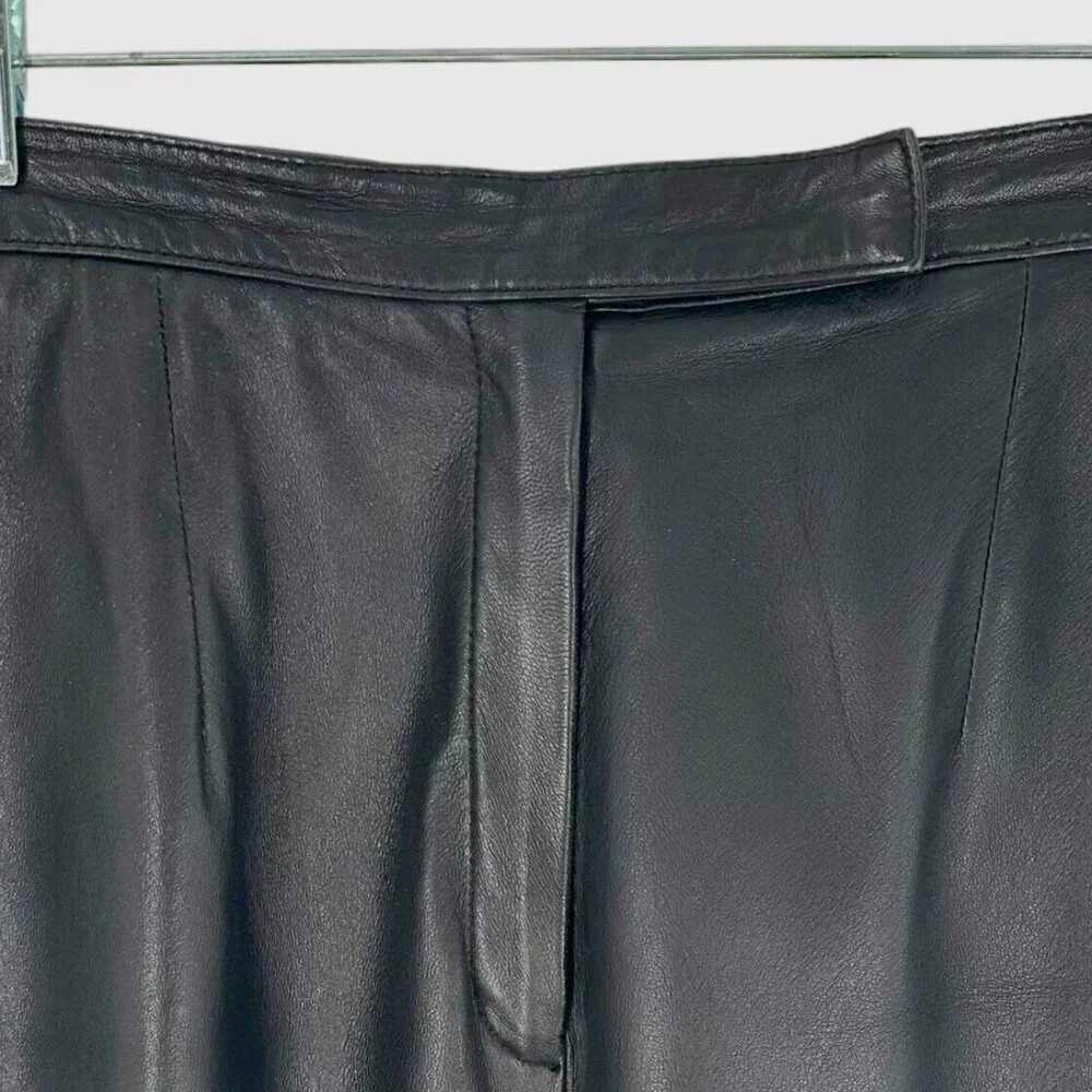 Vintage 90's Y2K Black Leather High Waist Trousers Size 10 Jones New York